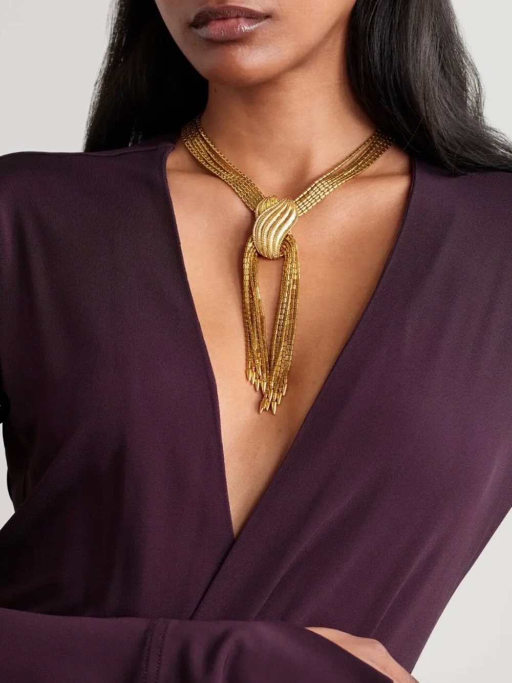 MONET SUSAN CAPLAN Rare Vintage Tasseled Lariat Runway Statement Necklace